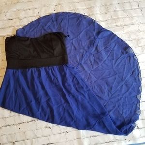 Black & Blue Strapless High-Low Dress 1X
